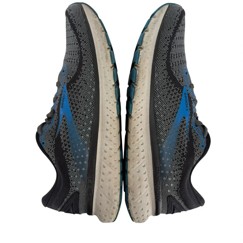 Brooks Glycerin 18 Mens 9 Running Shoes Black Blue Sneakers comfort walking